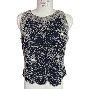 Sleeveless Beaded Sparkly Going Out Top y2k Size Large